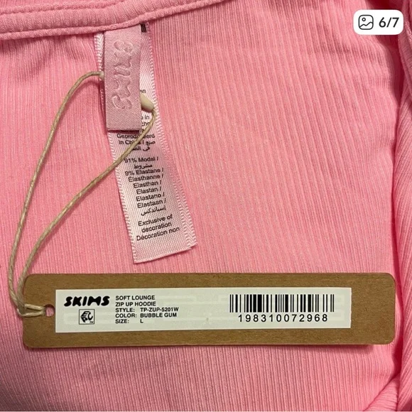 NWT Skims Soft Lounge Zip Up Hoodie in Bubblegum Pink - Picture 4 of 6